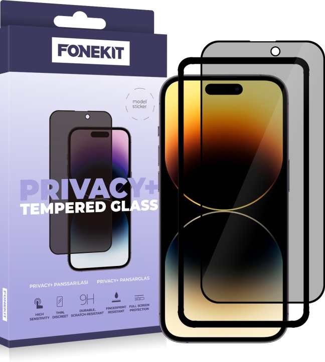 FoneKit Privacy+ Full Cover, iPhone 14 Pro, black in the group SMARTPHONE & TABLETS / Phone cases / Apple / iPhone 14 at TP E-commerce Nordic AB (D16119)