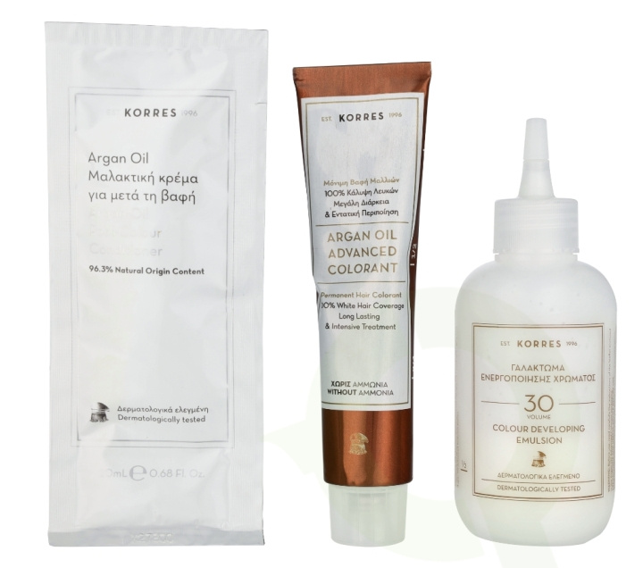 Korres Argan Oil Advanced Colorant 145 ml 10.1 Platinum Ash Blonde - Colorant 50ml/Emulsion 75ml/Conditioner 20ml in the group BEAUTY & HEALTH / Hair & Styling / Hair care / Hair Dye at TP E-commerce Nordic AB (D16677)