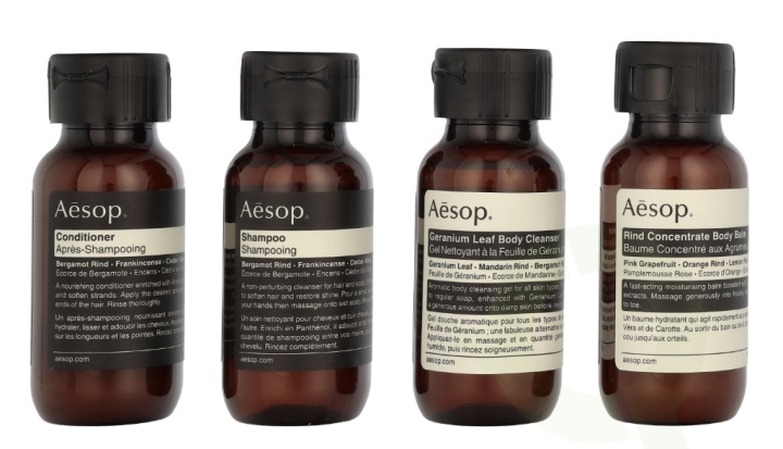 AESOP Arrival Travel Kit 200 ml Shampoo 50ml/Conditioner 50ml/Body Cleanser 50ml/Body Balm 50ml in the group BEAUTY & HEALTH / Gift sets / Gift sets for her at TP E-commerce Nordic AB (D16790)