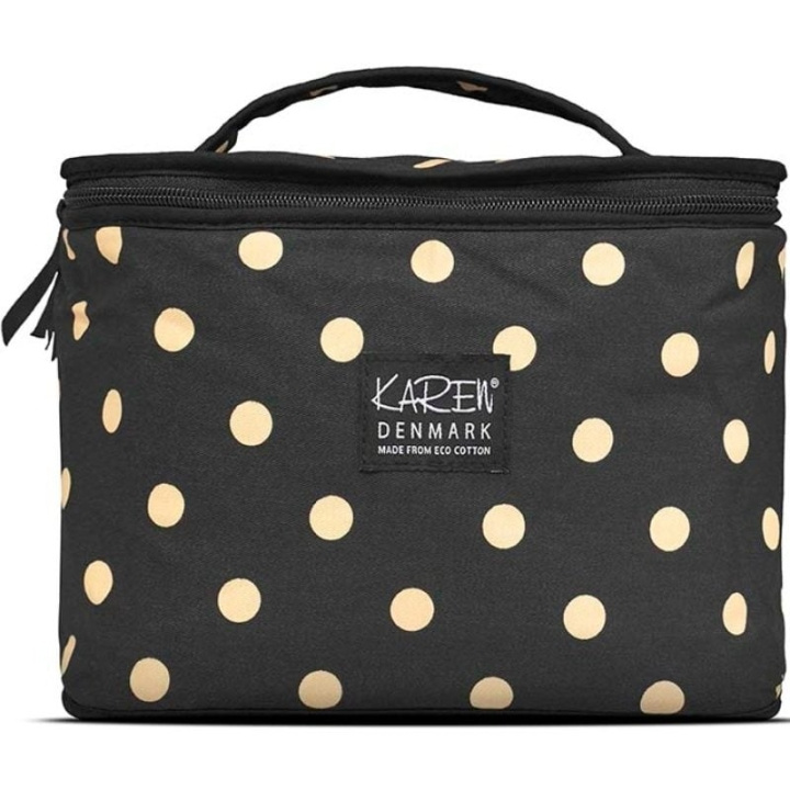 Karen Denmark - Beauty Box ECO Cotton - Black With Beige Dots in the group HOME, HOUSEHOLD & GARDEN / Bathroom / Toilet bags at TP E-commerce Nordic AB (D16835)