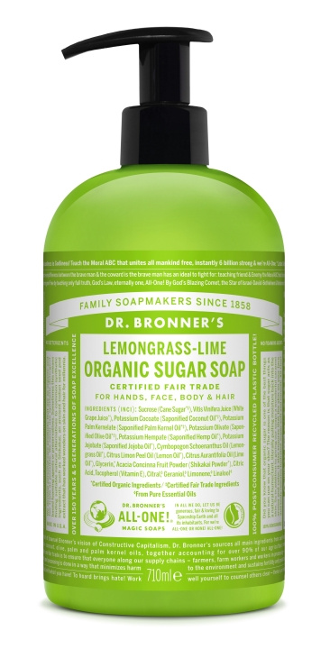 Dr. Bronner\'s Dr. Bronner\'s - Organic Sugar Soap Lemongrass Lime 710 ml in the group BEAUTY & HEALTH / Skin care / Body health / Bath & Shower gels at TP E-commerce Nordic AB (D17341)