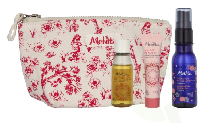 Melvita Essentials Set 90 ml Cleansing Oil 30ml/Hydra-Plumping Cream 10ml/Old Rose Floral Water 50ml/3x Reusable Cottons in the group BEAUTY & HEALTH / Gift sets / Gift sets for her at TP E-commerce Nordic AB (D18299)