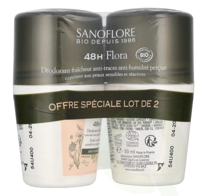 Sanoflore 48H Flora Deodorant Duo Set 100 ml 2x50ml in the group BEAUTY & HEALTH / Fragrance & Perfume / Deodorants / Deodorant for men at TP E-commerce Nordic AB (D18344)