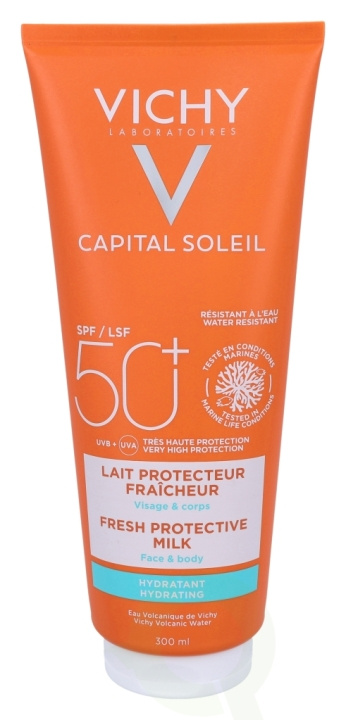 Vichy Capital Soleil Fresh Protective Milk SPF50+ 300 ml in the group BEAUTY & HEALTH / Skin care / Tanning / Sunscreen at TP E-commerce Nordic AB (D18437)