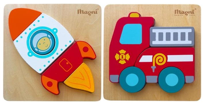 Magni Firetruck/Rocket puzzle (3937) in the group TOYS, KIDS & BABY PRODUCTS / Toys / Kids puzzle at TP E-commerce Nordic AB (D18613)