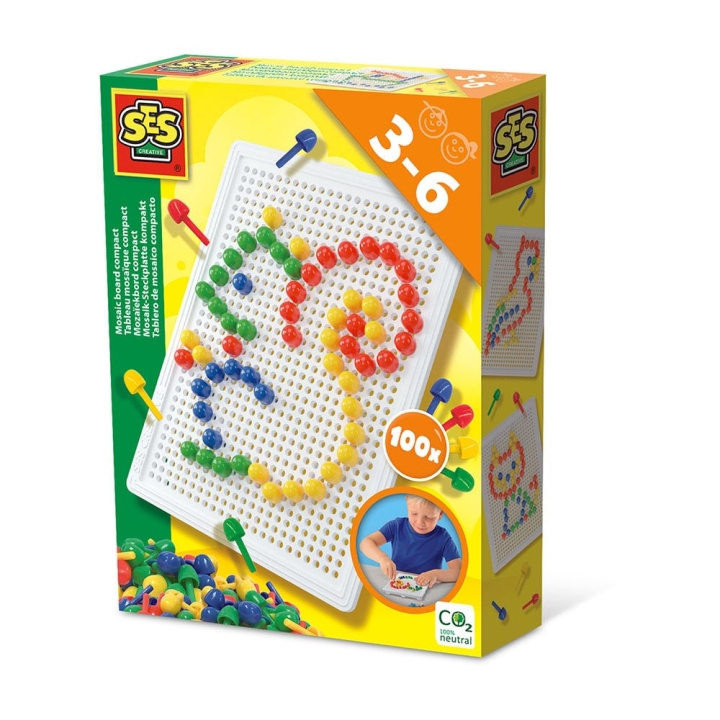 SES Creative Mosaic Peg Board 100 pcs - (S14046) in the group TOYS, KIDS & BABY PRODUCTS / Games / Board games at TP E-commerce Nordic AB (D18782)