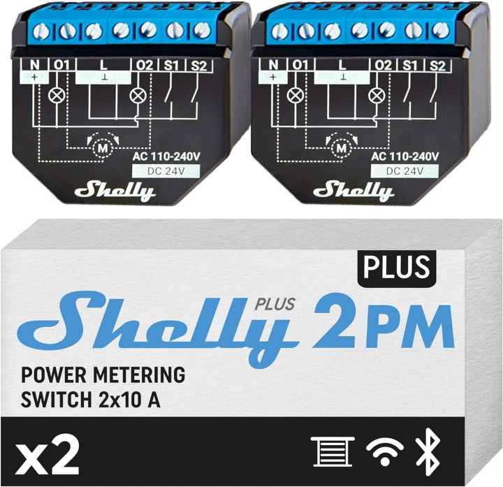 Shelly Plus 2PM (Dual Pack) - Elevate Your Smart Home Experience in the group HOME, HOUSEHOLD & GARDEN / Smart home / Smart home systems at TP E-commerce Nordic AB (D18804)
