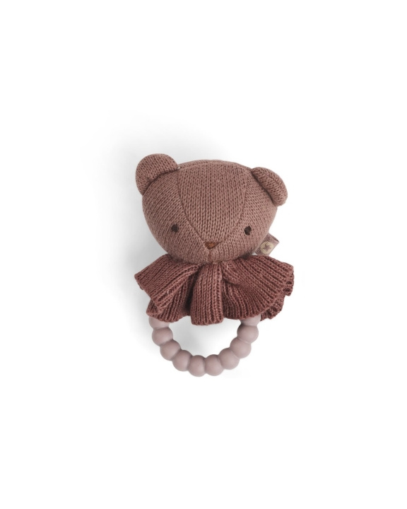 Smallstuff Rattle, bear face on silicone ring, dark rose - (40008-93) in the group TOYS, KIDS & BABY PRODUCTS / Baby toys / stuffed animals at TP E-commerce Nordic AB (D19084)