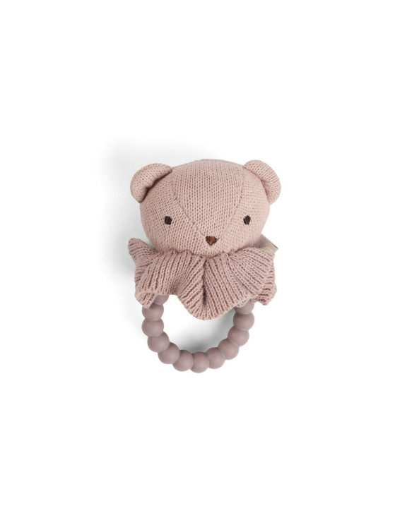 Smallstuff Rattle, bear face on silicone ring, soft rose (40008-92) in the group TOYS, KIDS & BABY PRODUCTS / Baby toys / stuffed animals at TP E-commerce Nordic AB (D19093)