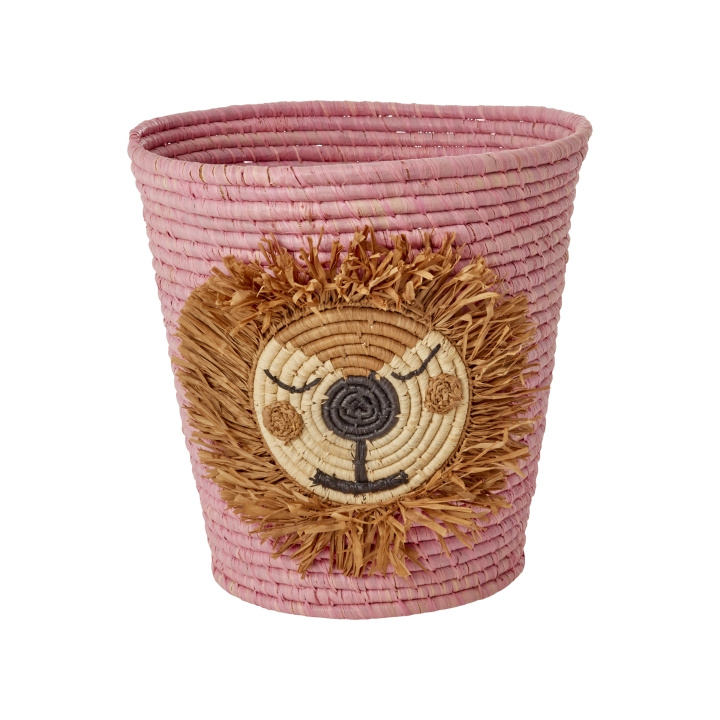 RICE Round Raffia Basket with Lion Head - Pink in the group TOYS, KIDS & BABY PRODUCTS / Children\'s room / Storage at TP E-commerce Nordic AB (D19142)
