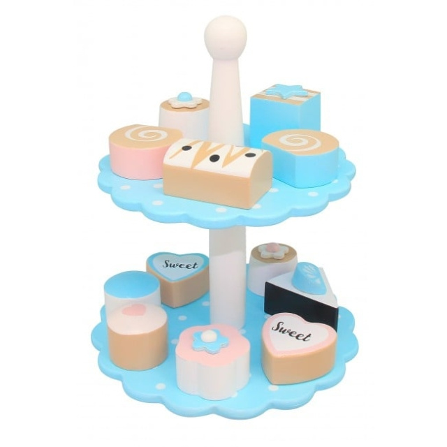 Magni Wooden Cake Stand, Blue w/12 Cakes (1571B) in the group TOYS, KIDS & BABY PRODUCTS / Toys / Play set at TP E-commerce Nordic AB (D19200)
