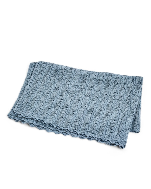 Smallstuff Baby blanket, fishbone, merino wool - Blue - 80x100 cm (70007-84) in the group TOYS, KIDS & BABY PRODUCTS / Children\'s textiles / Baby blankets at TP E-commerce Nordic AB (D19237)
