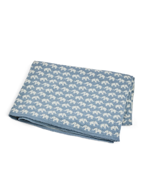 Smallstuff Baby blanket AO elephants - Merino Wool Blue - 80x100 cm (70007-91) in the group TOYS, KIDS & BABY PRODUCTS / Children\'s textiles / Baby blankets at TP E-commerce Nordic AB (D19239)