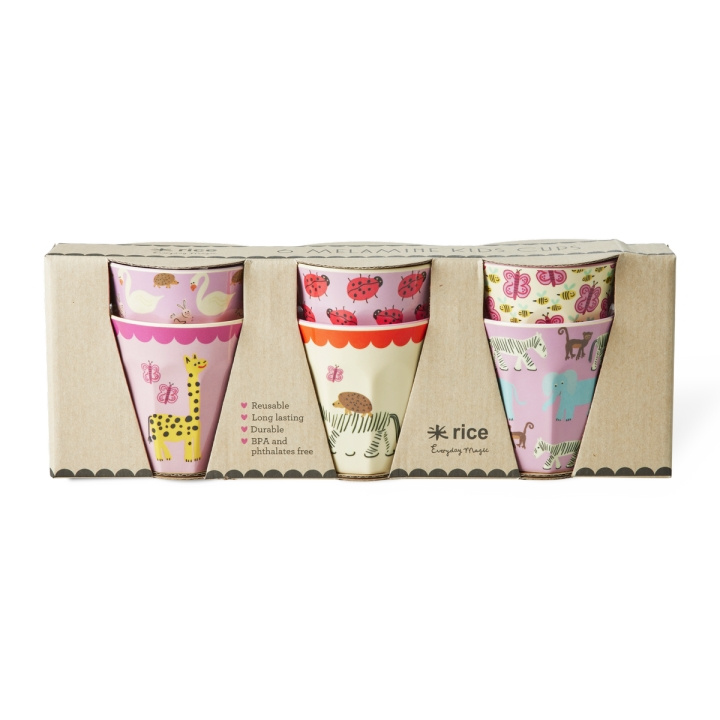 RICE Melamine Cups with Wildlife Prints - Pink - Small in the group TOYS, KIDS & BABY PRODUCTS / Eat & Drink / Children\'s tableware at TP E-commerce Nordic AB (D19414)