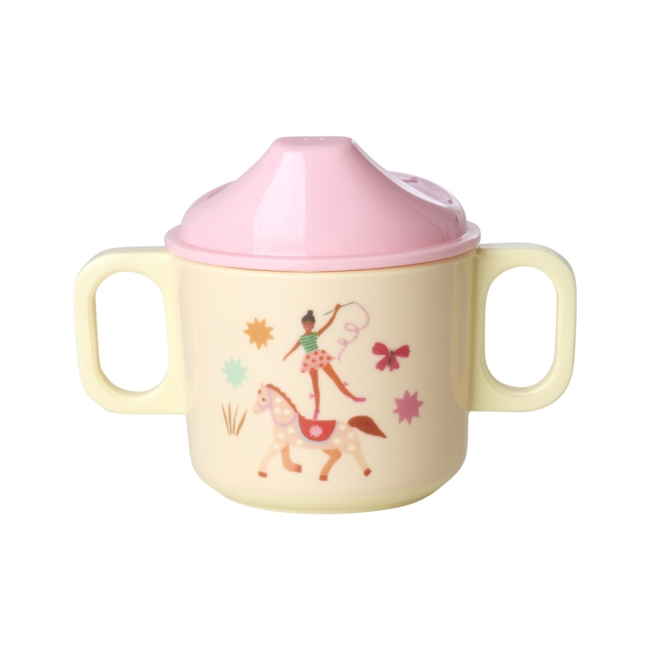 RICE Melamine 2 Handle Baby Cup with Fun Fair Print - Pink - 250 ml in the group TOYS, KIDS & BABY PRODUCTS / Eat & Drink / Children\'s tableware at TP E-commerce Nordic AB (D19431)