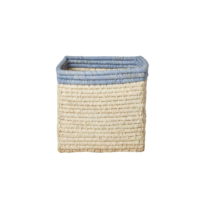 RICE Raffia Basket without Handles in Nature with Blue Border - 20 cm x 20 cm x 20 cm - natural with blue border in the group TOYS, KIDS & BABY PRODUCTS / Children\'s room / Storage at TP E-commerce Nordic AB (D19516)