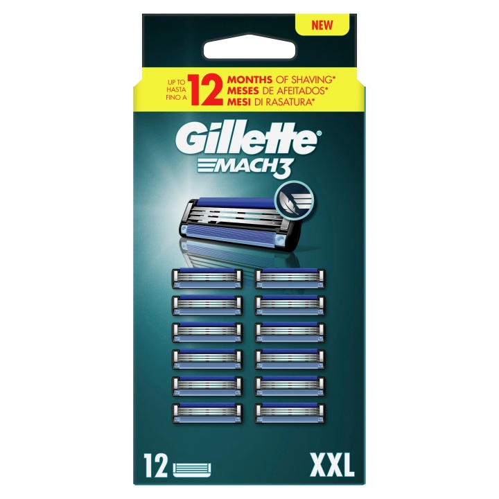 Gillette Mach3 Men\'s Razor Blades - Blue/Black - 12 pcs in the group BEAUTY & HEALTH / Hair & Styling / Shaving & Trimming / Razors & Accessories at TP E-commerce Nordic AB (D19577)