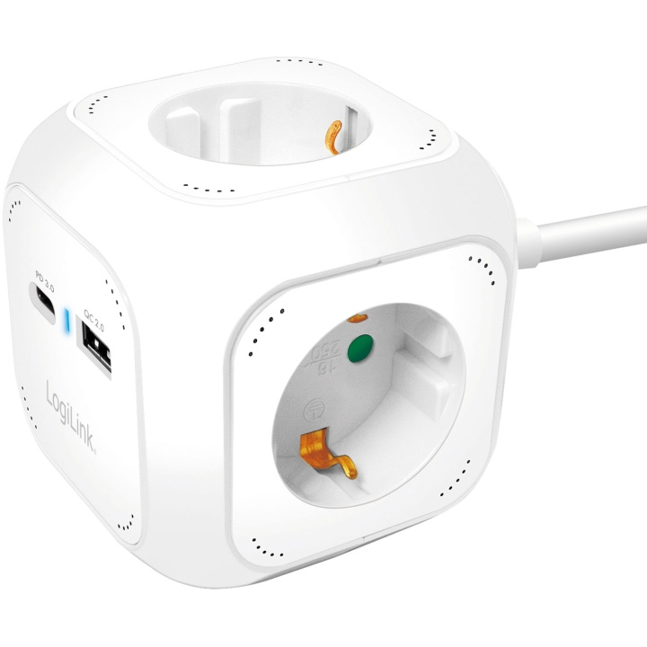 LogiLink Power Cube Multi-grenuttag + USB-A/USB-C PD 20W in the group HOME, HOUSEHOLD & GARDEN / Smart home / Smart plugs at TP E-commerce Nordic AB (D19671)