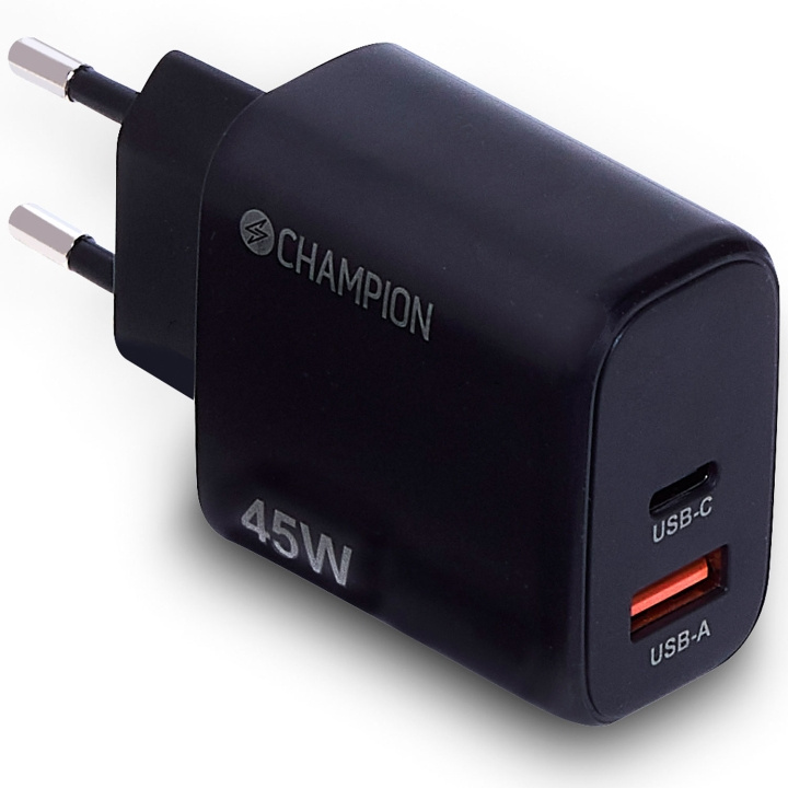 Champion Laddare 45W PD/QC Svart in the group SMARTPHONE & TABLETS / Chargers & Cables / Wall charger at TP E-commerce Nordic AB (D19674)