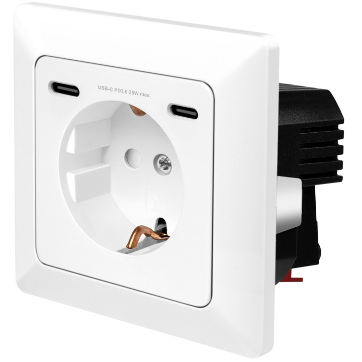 LogiLink Vägguttag 230V med 2xUSB-C PD 25W in the group HOME, HOUSEHOLD & GARDEN / Electricity & Lighting / electrical installation / Wall sockets at TP E-commerce Nordic AB (D19700)