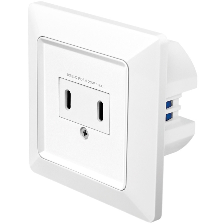 LogiLink Vägguttag med 2xUSB-C PD 25W in the group HOME, HOUSEHOLD & GARDEN / Electricity & Lighting / electrical installation / Wall sockets at TP E-commerce Nordic AB (D19701)