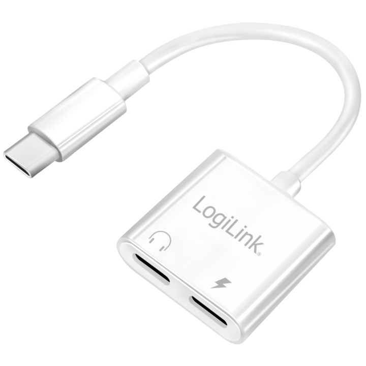 LogiLink USB-C-adapter med 1 x ljudport, 1 x USB-C PD 60W Vit in the group COMPUTERS & PERIPHERALS / Computer cables / USB / USB-C at TP E-commerce Nordic AB (D19712)