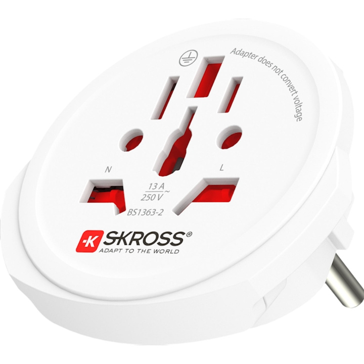 SKROSS Reseadapter Världen till Europa Jordad in the group HOME, HOUSEHOLD & GARDEN / Electricity & Lighting / Travel adapters at TP E-commerce Nordic AB (D19762)