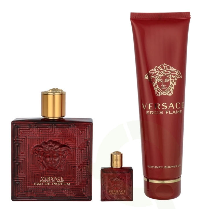 Versace Eros Flame Giftset 255 ml Edp Spray 100ml/ Bath & Shower Gel 150ml/Miniatura in the group BEAUTY & HEALTH / Gift sets at TP E-commerce Nordic AB (D19915)