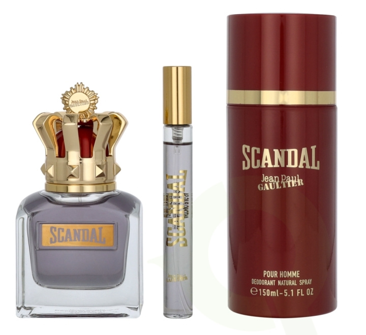 Jean Paul Gaultier Scandal Giftset 210 ml Edt Spray 50 ml/Deo Spray 150 ml/Edt Travel Spray 10 ml in the group BEAUTY & HEALTH / Gift sets / Gift sets for him at TP E-commerce Nordic AB (D20102)