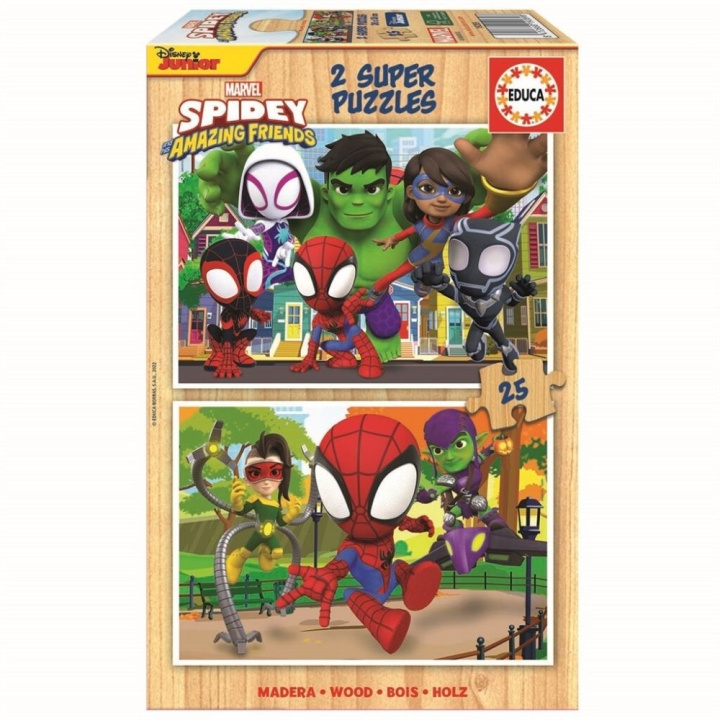 Educa 2x25 Spidey & His Amazing Friends Wood Puzzles (80-19289) in the group TOYS, KIDS & BABY PRODUCTS / Toys / Kids puzzle at TP E-commerce Nordic AB (D20239)