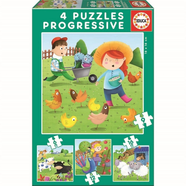 Educa Puzzle - 6-9-12-16 Farm Animals (80-17145) in the group TOYS, KIDS & BABY PRODUCTS / Toys / Kids puzzle at TP E-commerce Nordic AB (D20248)