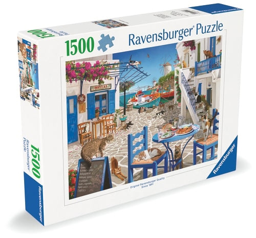 Ravensburger Cats Of Mykonos - 1500p (12001450) in the group Sport, leisure & Hobby / Hobby / Puzzle at TP E-commerce Nordic AB (D20565)