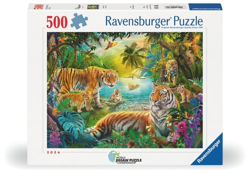 Ravensburger Tiger Family In The Oasis - 500p (12001384) in the group TOYS, KIDS & BABY PRODUCTS / Toys / Kids puzzle at TP E-commerce Nordic AB (D20595)