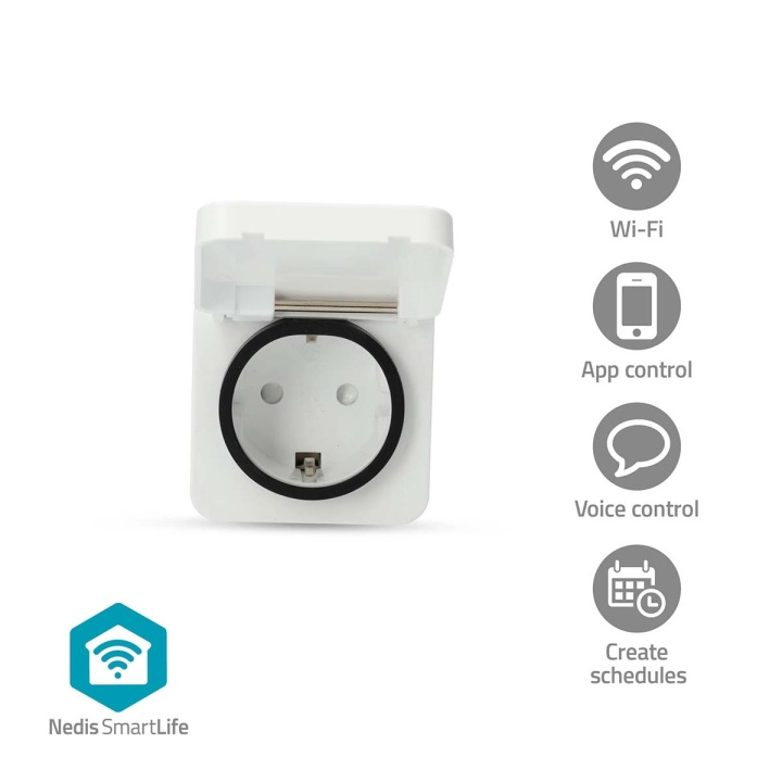 Nedis SmartLife Smart Plug | Wi-Fi | IP44 | 3680 W | Plug with earth contact | -25 - 55 °C | Android™ / IOS | Grey / White | 1 pcs in the group HOME, HOUSEHOLD & GARDEN / Smart home / Smart plugs at TP E-commerce Nordic AB (D20923)