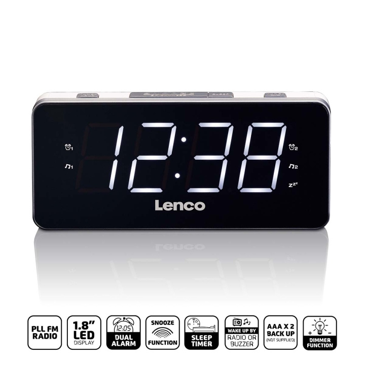 Lenco PLL FM Alarm Clock Radio large and clear 1.8