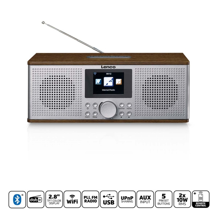 Lenco Smart Internet radio, with DAB+ / FM and Bluetooth® Wood in the group HOME ELECTRONICS / Audio & Picture / Home cinema, Hifi & Portable / Radio & Alarm clocks / Radio at TP E-commerce Nordic AB (D20926)