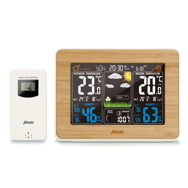 Alecto Weather station with wireless sensor Bamboo in the group HOME, HOUSEHOLD & GARDEN / Fans & Climate products / Thermometers & Weather stations at TP E-commerce Nordic AB (D20930)