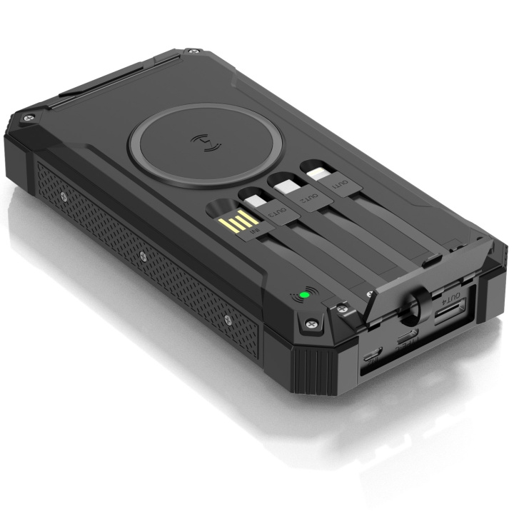 Denver PowerBank 20.000 mAh Solcell 4st kablar + trådlös laddning Svart in the group SMARTPHONE & TABLETS / Chargers & Cables / Powerbanks at TP E-commerce Nordic AB (D21014)