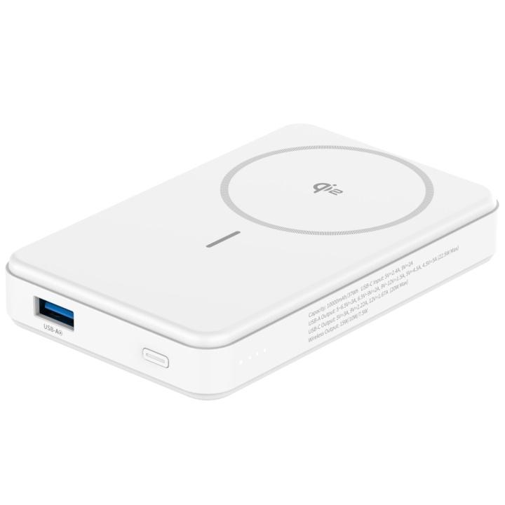 Celly PowerBank 10.000 mAh 15W Qi2 Vit in the group SMARTPHONE & TABLETS / Chargers & Cables / Powerbanks at TP E-commerce Nordic AB (D21072)