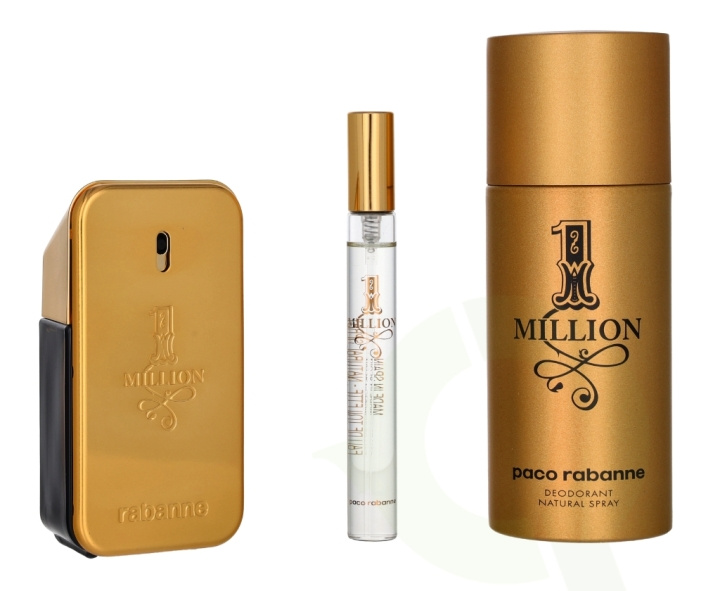Paco Rabanne 1 Million Giftset 210 ml Edt Spray 50 ml/Deo Spray 150 ml/Edt Travel Spray 10 ml in the group BEAUTY & HEALTH / Fragrance & Perfume / Perfumes / Perfume for him at TP E-commerce Nordic AB (D21275)