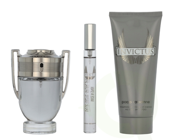 Paco Rabanne Invictus Giftset 160 ml Edt Spray 50ml/All Over Shampoo 100ml/Edt Travel Spray 10ml in the group BEAUTY & HEALTH / Fragrance & Perfume / Perfumes at TP E-commerce Nordic AB (D21278)