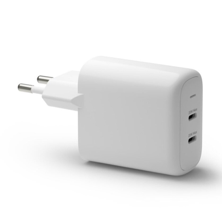 dbramante1928 Re-charge - Wall Charger GaN - 2x USB-C 25W EU - White in the group SMARTPHONE & TABLETS / Chargers & Cables / Wall charger / Wall charger USB-C at TP E-commerce Nordic AB (D21447)