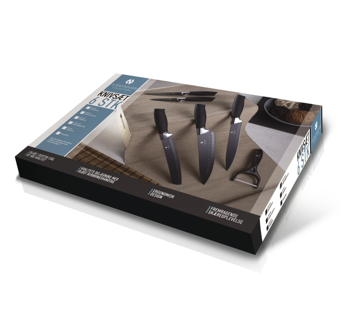 Scandinavian Collection 6 Pack Knife Set - Sort in the group HOME, HOUSEHOLD & GARDEN / Kitchen utensils / Kitchen knives & Knife sharpeners at TP E-commerce Nordic AB (D21494)