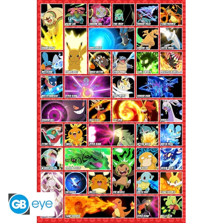 Abysse Pokemon Moves Poster - 91.5x61 cm in the group Sport, leisure & Hobby / Fun stuff / Collector\'s items at TP E-commerce Nordic AB (D22002)