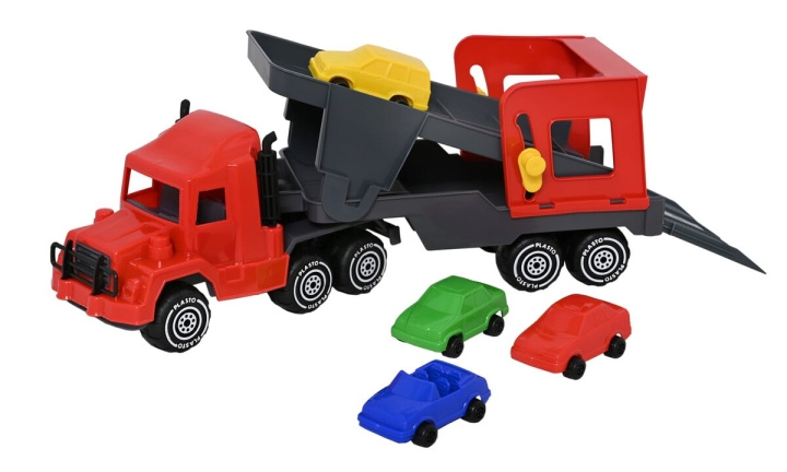 Plasto Car carrier with 4 cars - 47 cm (1643000) in the group TOYS, KIDS & BABY PRODUCTS / Toys / Toy cars at TP E-commerce Nordic AB (D22158)