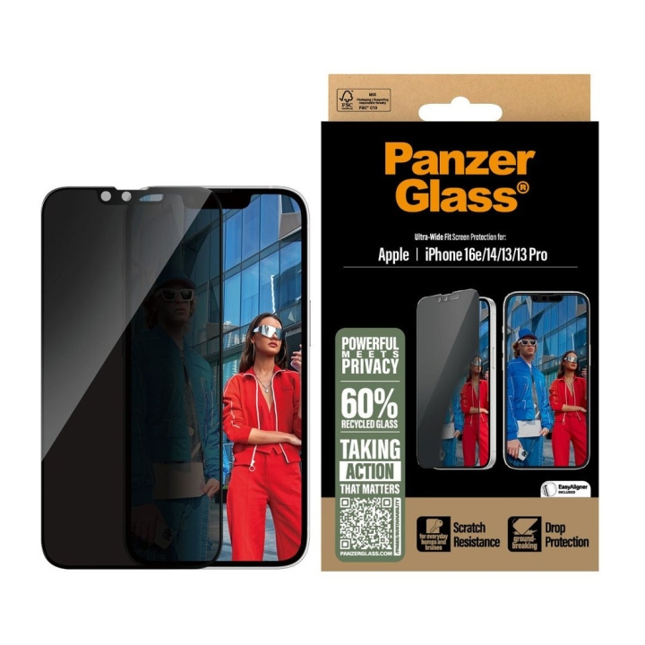 PanzerGlass Privacy Screen Protection - iPhone 16e - 14 - 13 - 13 Pro - Ultra-Wide Fit in the group SMARTPHONE & TABLETS / Phone cases / Apple / iPhone 16 at TP E-commerce Nordic AB (D22233)