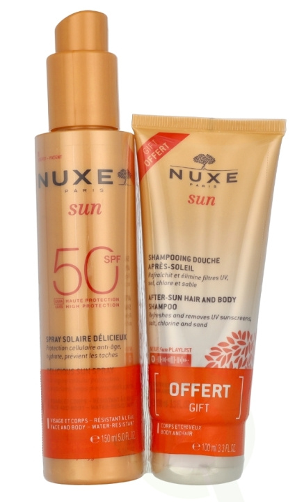 Nuxe Sun Delicious Set 250 ml Sun Spray High Protection SPF50 Face & Body 150 ml/After-Sun Hair & Body Shampoo 100 ml in the group BEAUTY & HEALTH / Skin care / Tanning / Sunscreen at TP E-commerce Nordic AB (D23410)