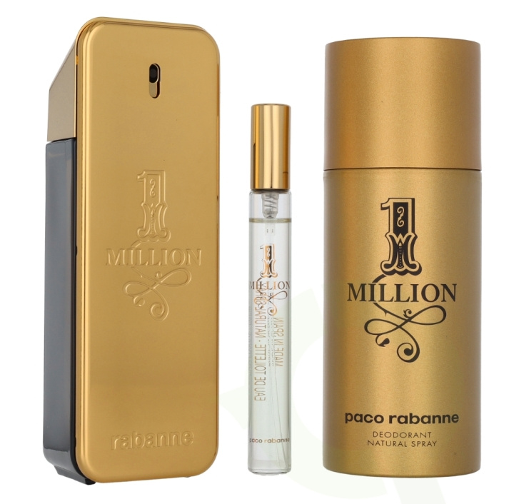 Paco Rabanne 1 Million Giftset 260 ml Edt Spray 100 ml/Deo Spray 150 ml/Edt Travel Spray 10ml in the group BEAUTY & HEALTH / Fragrance & Perfume / Perfumes at TP E-commerce Nordic AB (D23571)