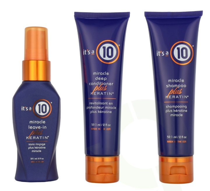 It\'s a 10 Keratin Trail Set 177.3 ml Shampoo 59,1ml/Conditioner 59,1ml/Leave-in 59,1ml in the group BEAUTY & HEALTH / Hair & Styling / Hair care / Schampoo at TP E-commerce Nordic AB (D24154)