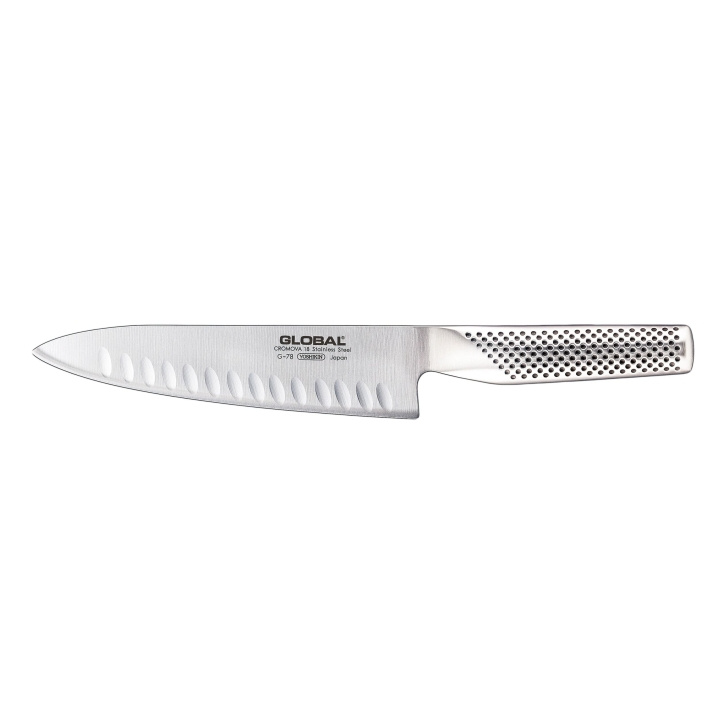 GLOBAL Cooks Knife Fluted 20cm Blade (G-78 ) in the group HOME, HOUSEHOLD & GARDEN / Kitchen utensils / Kitchen knives & Knife sharpeners at TP E-commerce Nordic AB (D24583)